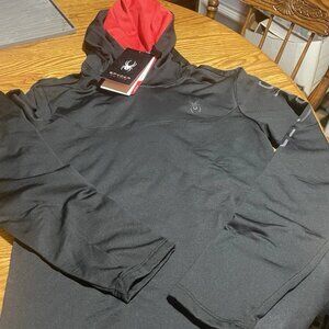 Spyder Active Black Pullover Hoodie Breathable Stretch Mens Medium NWT